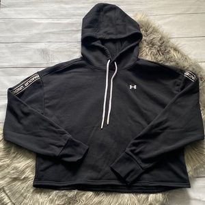 Under Armour Cropped Hoodie Black with Sleeve Detail Women’s Size L